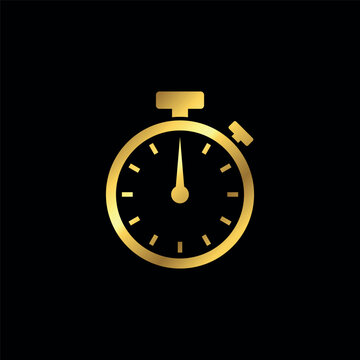 Gold Color Stopwatch Icon Vector Template	