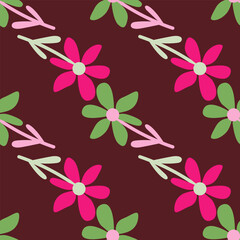 Stylized tropical simple flower seamless pattern. Decorative floral ornament endless background.