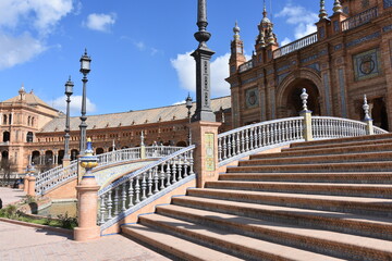 Fototapeta na wymiar Spanish square in Seville in Maria Luisa Park, Europe, Andalusia, history