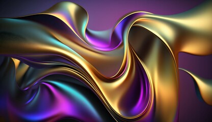 Abstract Golden Shiny Metallic Gradient Silk Rendered Background