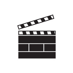Fototapeta premium Cinema movie film clapper vector icon flat sign design. Movie clapper flat icon. Isolated symbol pictogram. UX UI icon