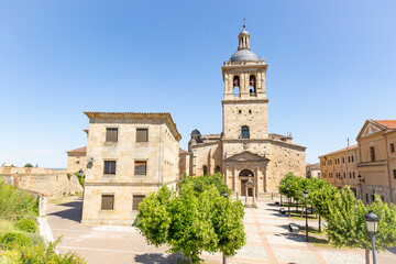 Fototapeta na wymiar Herrasti square and the Cathedral of Santa Maria in Ciudad Rodrigo, province of Salamanca, Castile and Leon, Spain