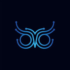 Animal owl tech line modern logo