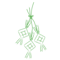 Handrawn ketupat. Eid decoration.traditional food ketupat