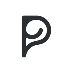 Initial letter p swirl modern simple logo