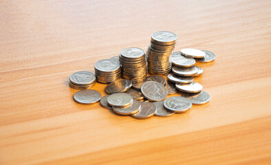 coins stacked in layers From small money growth concept to big business profits.