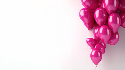 Viva magenta balloons minimal creative on bright white background with copy space (AI Generated)