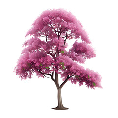 Cherry blossoms Pink spring tree on Isolated Transparent png background. 3D illustration spring isolated transparent background png. Generative AI
