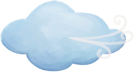 cloudy with wind weather watercolor png