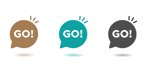 Go speech bubble vector icons collection