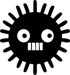 Virus - Black and White Isolated Icon - Vector illustration