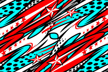 Design vector racing background with a unique stripe pattern with bright colors and a star effect.