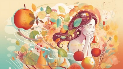 Obraz na płótnie Canvas Illustration that captures the essence of health and wellness in the digital age. Created using Generative AI.