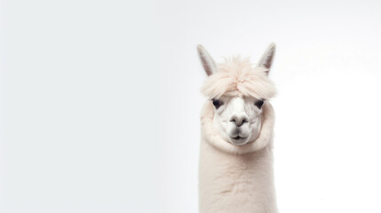 Fototapeta premium animal on the white Background an Alpaca generative ai