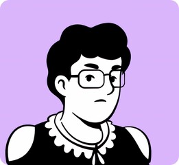 Photo of a young woman wearing glasses and a black top looking at the camera