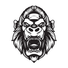 black and white ape tattoo artwork illustration