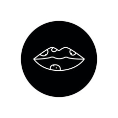 Herpes lips black line icon. Dermatology disease.