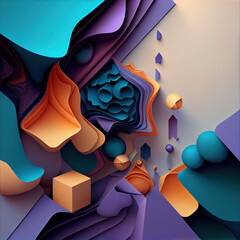 3d abstract geometric figures. AI generated