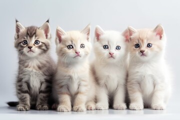 Fototapeta na wymiar a group of four kittens sitting next to each other. generative ai