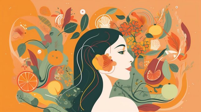Naklejki Illustration that captures the essence of health and wellness in the digital age. Created using Generative AI.