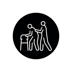 Rehabilitation sign сolor line icon. Physiotherapy.