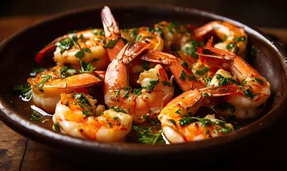 Foto op Canvas Traditional spanish shrimp with garlic and parsley, generative AI © Enigma