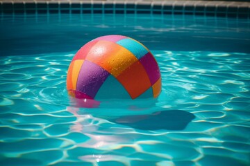  multicolored beach ball in a swimming pool Generative AI