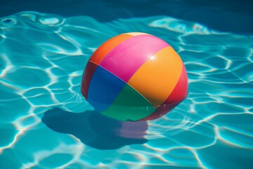  multicolored beach ball in a swimming pool Generative AI