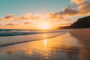 Fototapeta na wymiar golden hour in the beach Generative AI