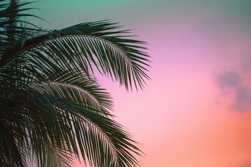 Obraz na płótnie Canvas green palm, pink sky Generative AI