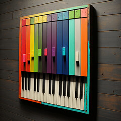  Art of a colorful piano, blending music and art in a vibrant harmony. Perfect for music lovers and art enthusiasts.