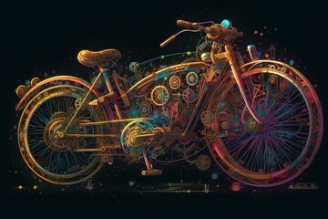 Fototapeta na wymiar Illustration of bicycle by generative ai
