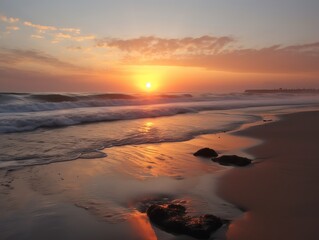 Fototapeta na wymiar Beautiful sunset at the beach in the evening, South Australia.