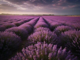 Fototapeta na wymiar Lavender field at sunset in Provence, France.