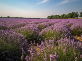Fototapeta na wymiar Beautiful lavender field at sunset in Provence, France