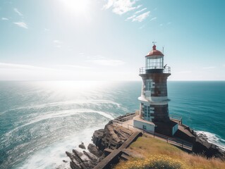 Obraz premium Aerial view of a lighthouse