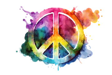 Fotobehang the peace sign in style of aquarelle on transparent background, ai generated © wernerimages