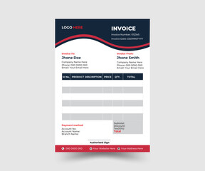 This is an invoice design. Decorated with shapes and colors. 