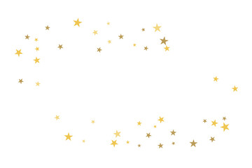Star confetti. Gold casual confetti background. Bright design pattern.