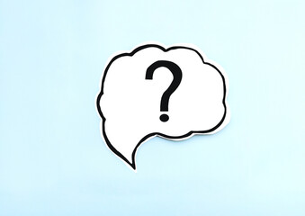 Top view question mark on speech bubbles on blue background. Ask question concept.