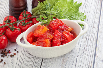 Hungarian lecho with tomato and paprika