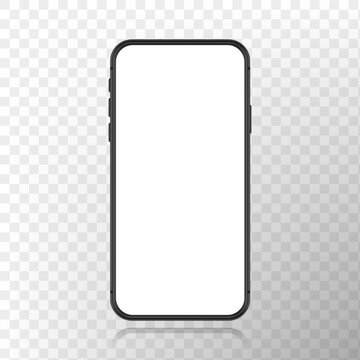 Blank smartphone screen on transparent background, phone mockup for design. Template for infographic or presentation ui design interface.