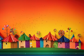 Obraz premium Illustration of colorful carnival background by generative ai