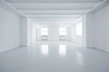 Obraz na płótnie Canvas Illustration of an Empty Room with White Walls and Floor. Generative AI