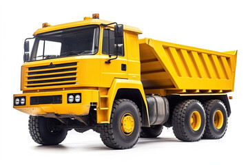 Illustration of a Yellow Dump Truck Isolated on White Background, Generative AI