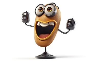 cartoon character holding a pair of microphones. Generative AI