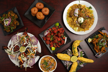 Indian food flat lay composition