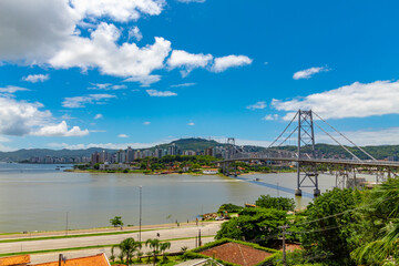 morro da cruz e a ponte Hercílio Luz da cidade de Florianópolis estado de Santa Catarina Brasil florianopolis