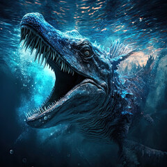 1:1 Aspect Ratio Prehistorc Dragon Serpent T-Rex Underwater
