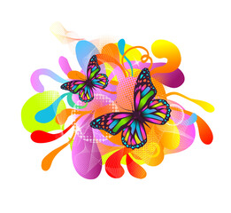 Abstraction with butterflies. Vector illustration